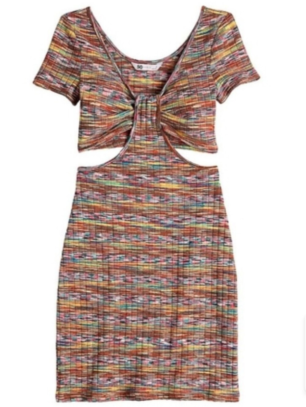 SO Multicolor Twist-Front Cutout Mini Dress